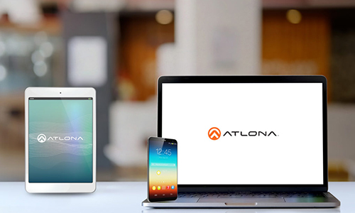 Atlona Screen shots on a laptop, phone and tablet